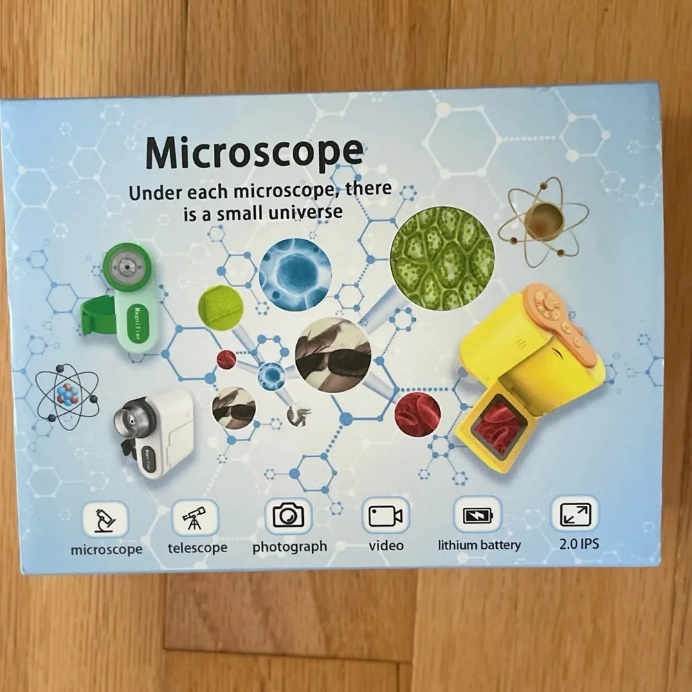 Photography microscope,Screen 1000 Video Toy Led Screen Pocket Microscope 2.0''
